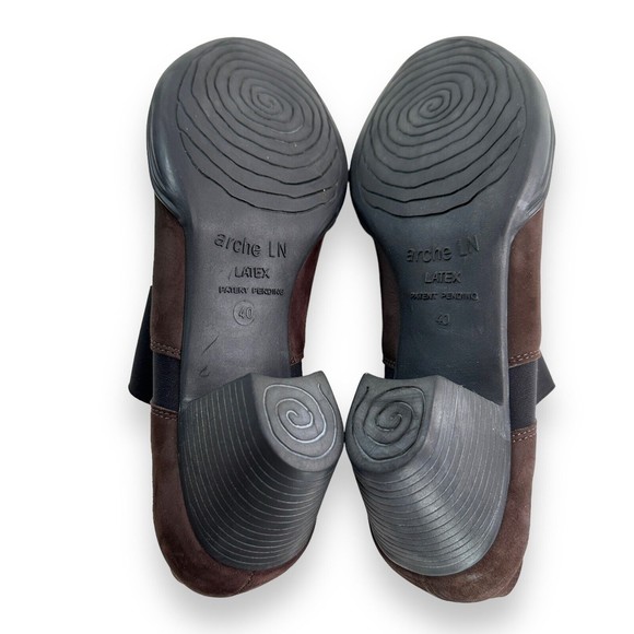 Arche Comfort Pump Heels Womens Sz France 40 US 9 Nubuck Suede Brown Mary Jane - Picture 10 of 11